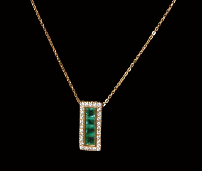 18ct Gold Emerald And Diamond Pendant On Chain