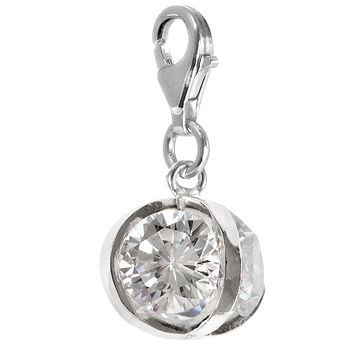 Silver Ball Charm With Cz