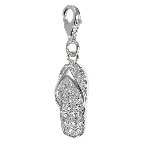 Silver Flipflop Charm With Cz