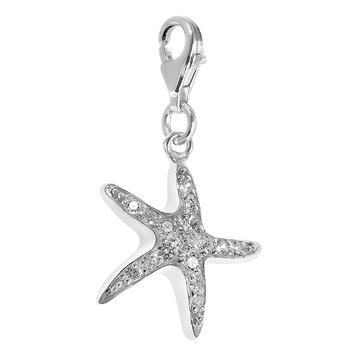 Silver Starfish Charm With Cz