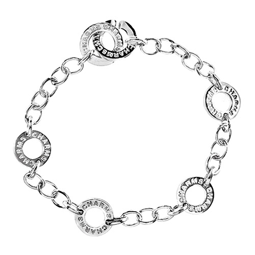 Silver Polo Bracelet With Cz  Charm.