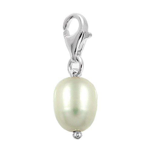 Silver White Pearl Charm