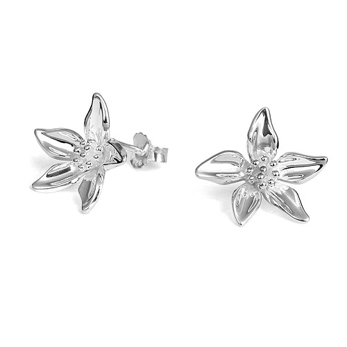 Silver Flower Earrings 17mm