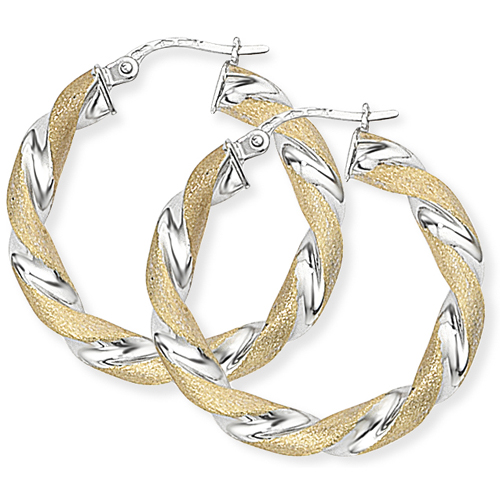 9ct 2 Colour Gold Hoop Earrings