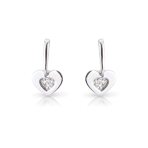 9ct White Gold Diamond Earing